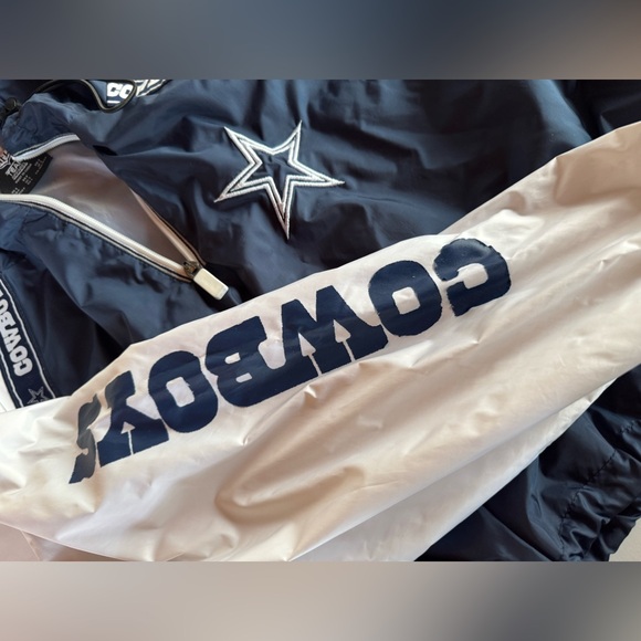 Dallas cowboys NFL cropped drawstring windbreaker sweatshirt hoodie size S. - Picture 6 of 8